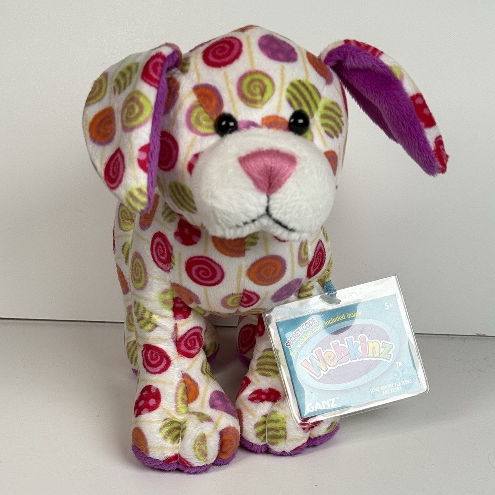 NWT CODE Webkinz Delightz Lollipop Pup Dog Plush Stuffed Animal Candy 2013